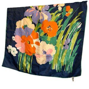 totes vintage rain scarf bold blue orange poppy floral print handkerchief